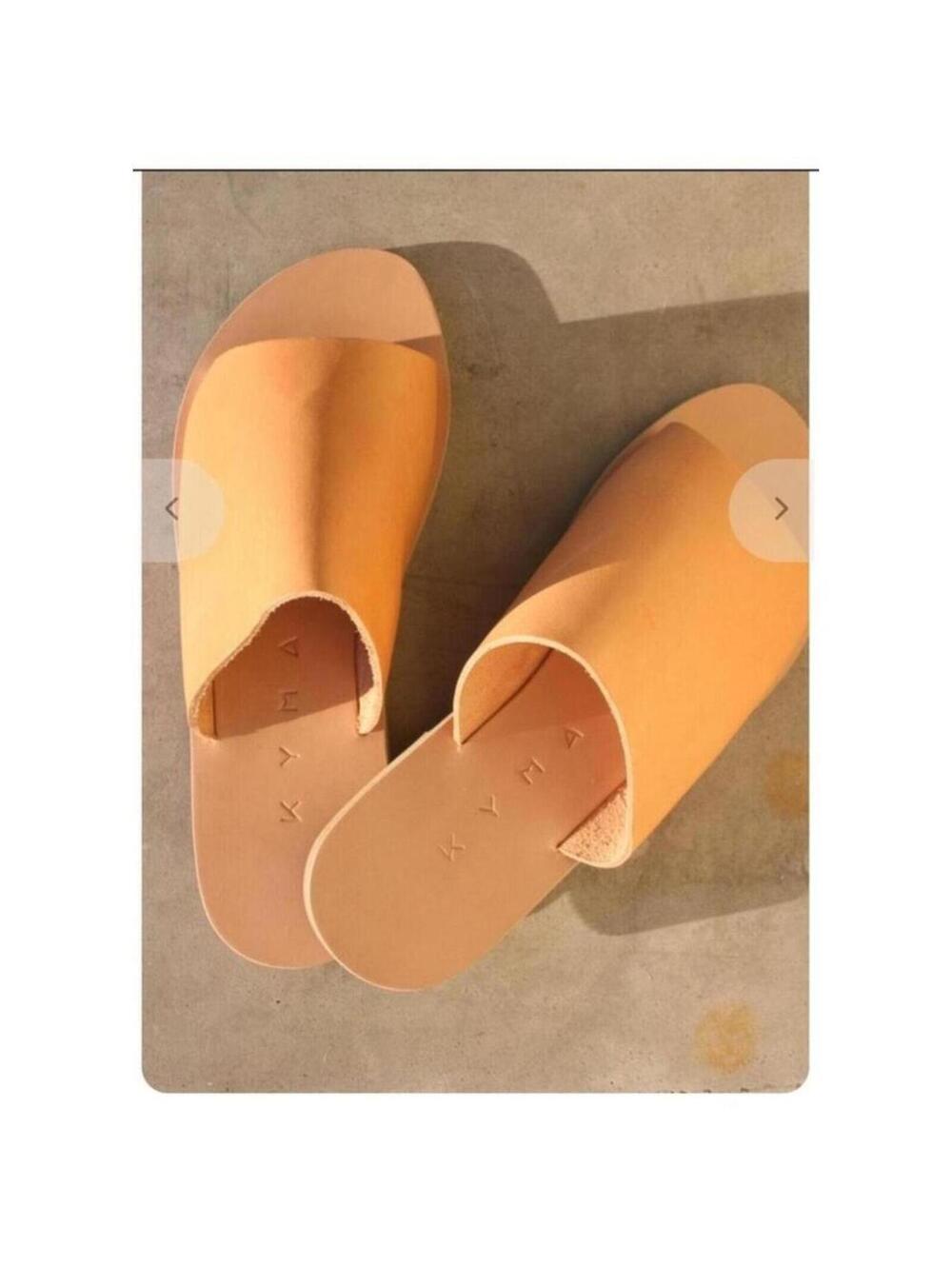 KYMA KALYMNOS OPEN TOE SLIDES - NATURAL TAN Size 38 Sandals